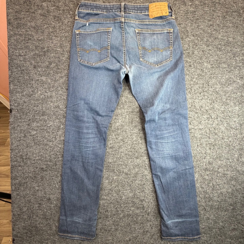 American Eagle Skinny Jeans Mens 31x30 Blue Extreme Flex Medium Wash Fits 30x28 - Picture 3 of 12